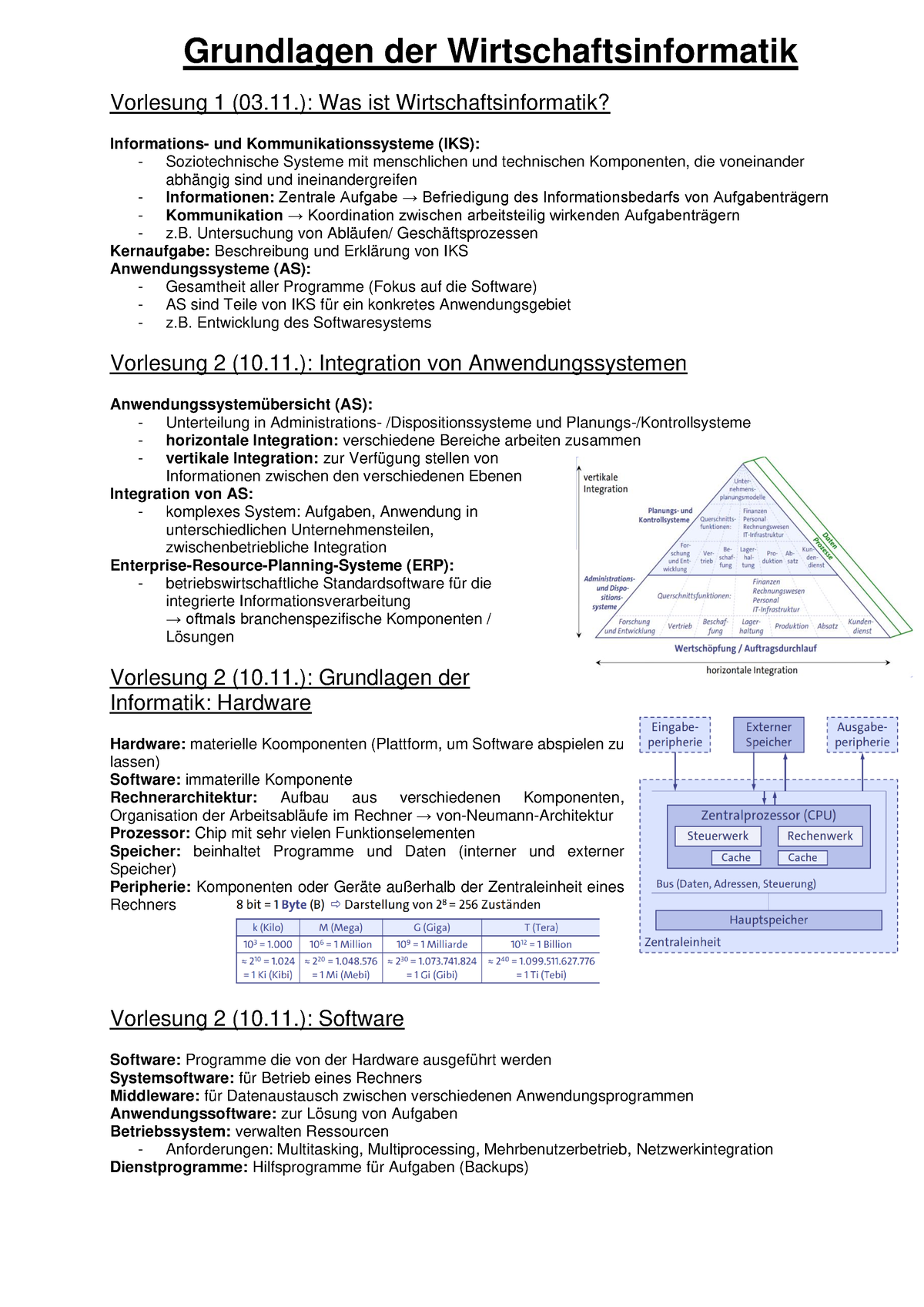 Grundlagen Der Wirtschaftsinformatik Zusammenfassung - Grundlagen Der ...