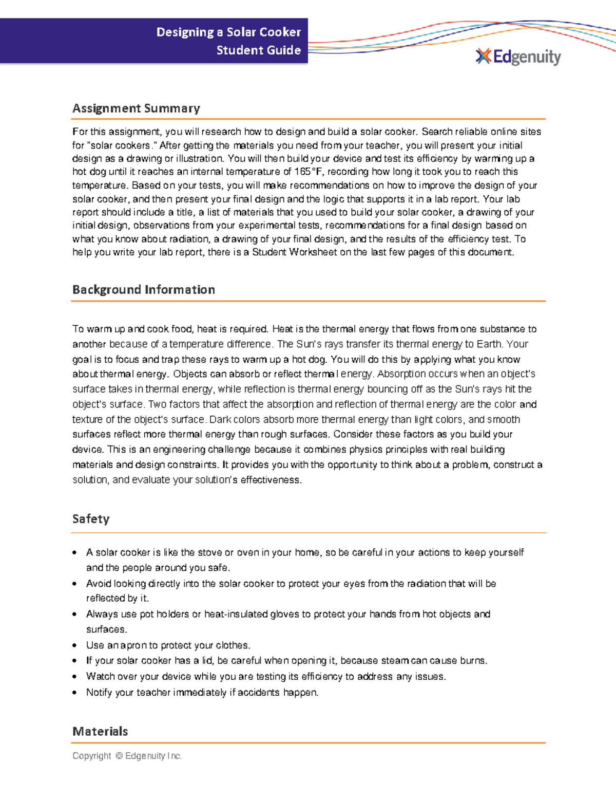 Kami Export - Student Guide - Solar Cooker Project - SEC 395 - PennWest ...