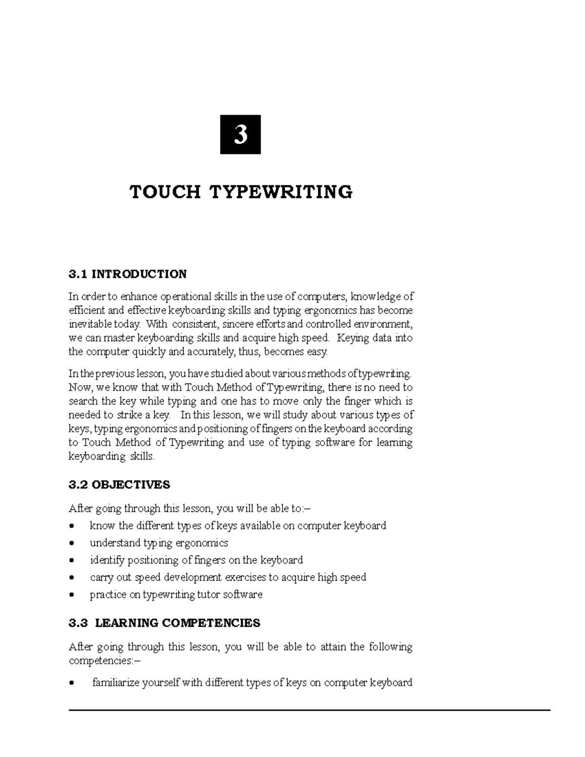 Keyboard typing Touch Typewriting 31 3 TOUCH TYPEWRITING 3