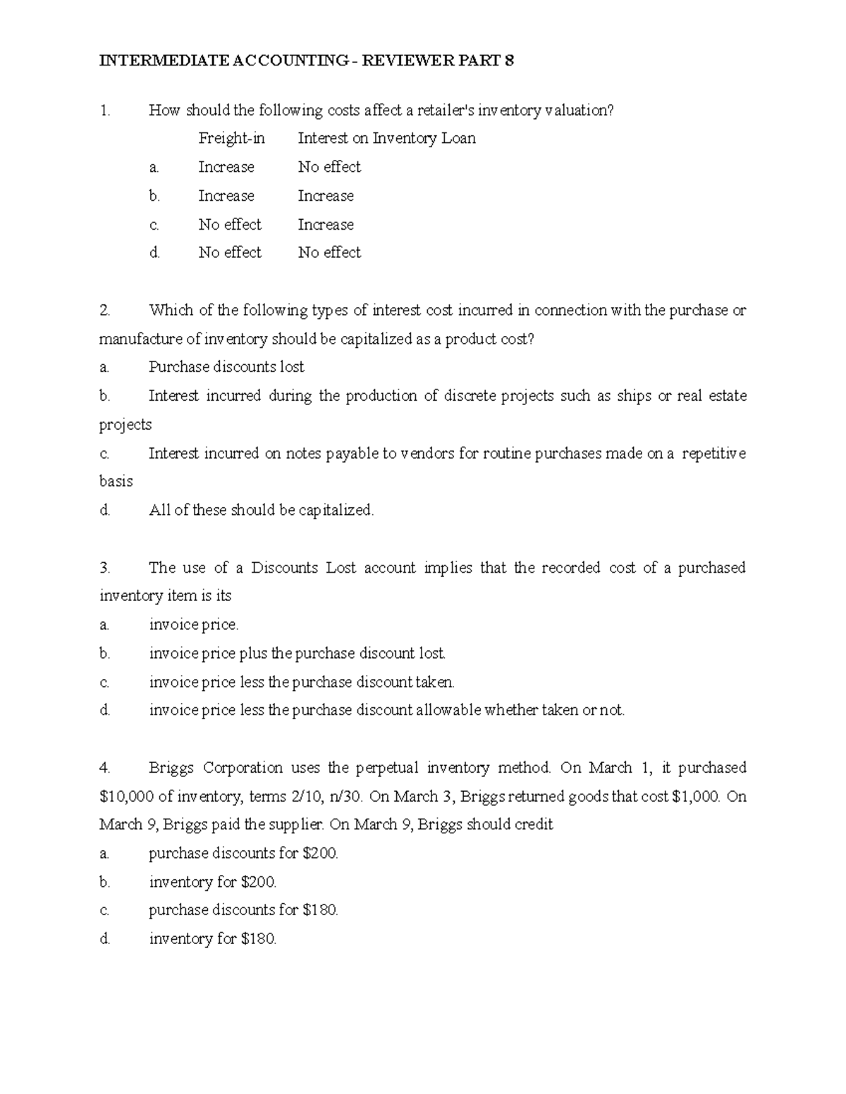 Intermediate Accounting - Reviewer Part 8 - How should the following ...