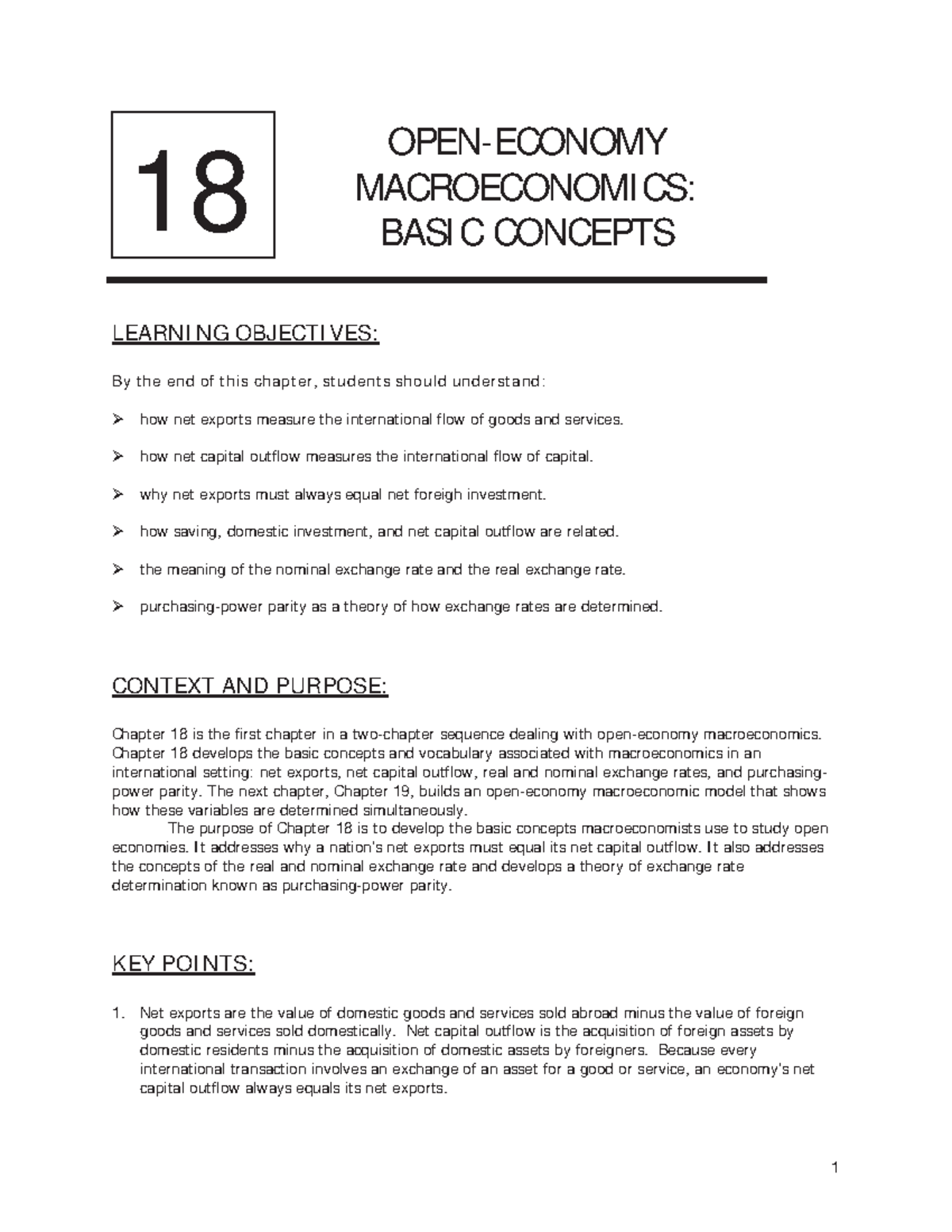 Lecture Notes 1 - 18 OPEN-ECONOMY MACROECONOMICS: BASIC CONCEPTS ...