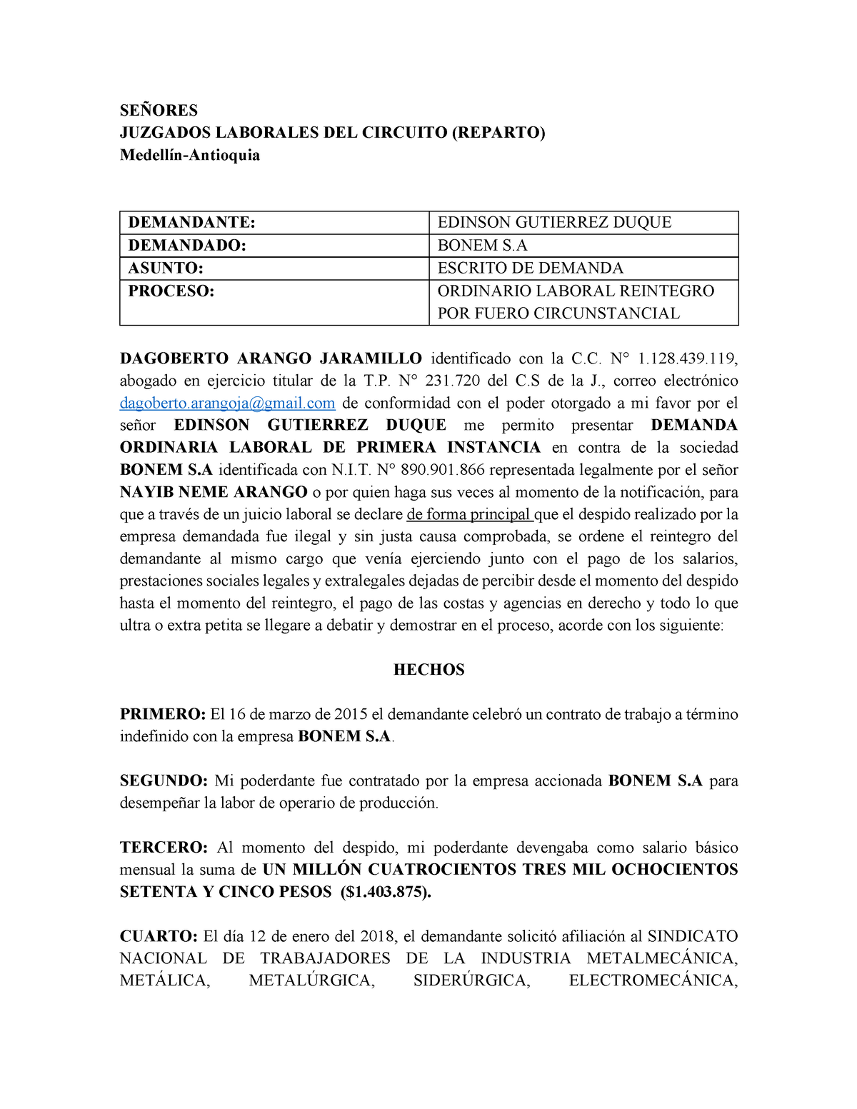 Modelo Carta De Reintegro Laboral Agosto My Xxx Hot G 7192