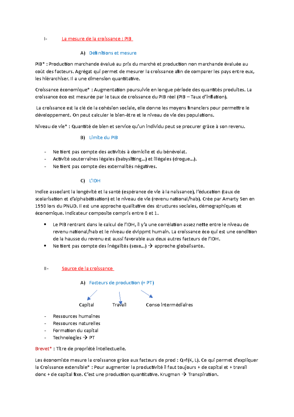 Source de la croissance économique - I- La mesure de la croissance ...