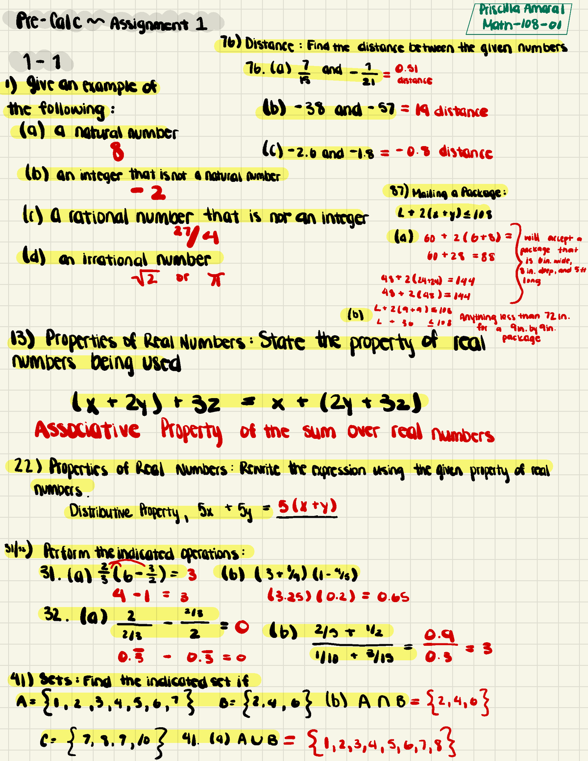 Pre-Calc Assignment 1 - Priscilla Amara I Pre-Calc Assignment I Math ...