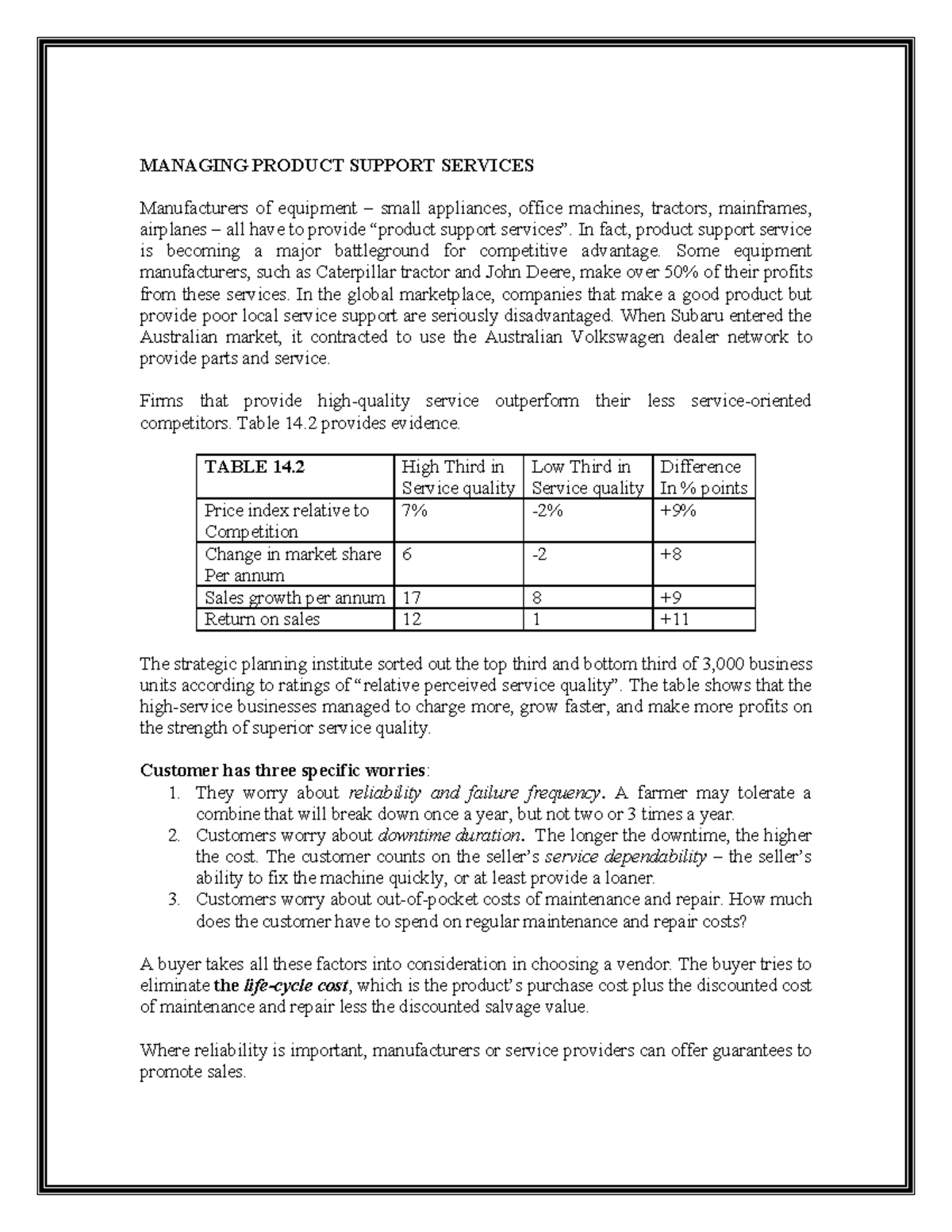 Product Support Services - MANAGING PRODUCT SUPPORT SERVICES ...