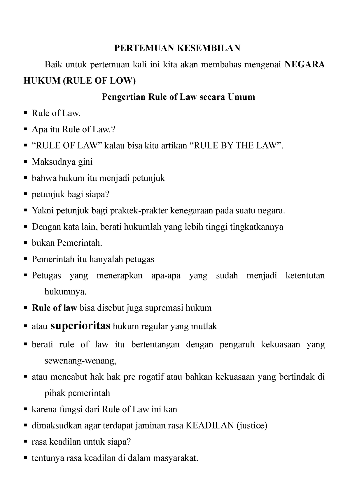 NEGARA HUKUM (RULE OF LOW) - PERTEMUAN KESEMBILAN Baik Untuk Pertemuan ...