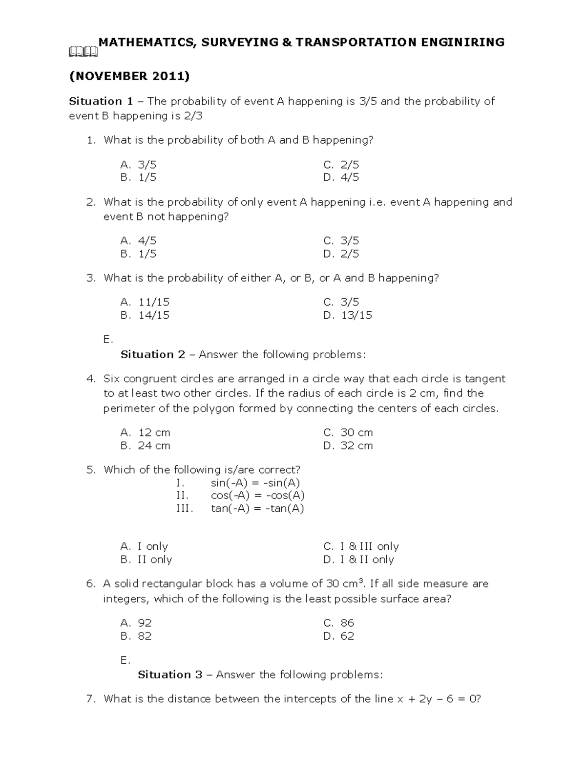 Pdfcoffee - Review Materials - MATHEMATICS, SURVEYING & TRANSPORTATION ...