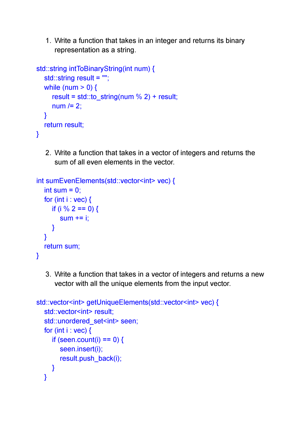 Parameters Probs And Answers C++ - Write A Function That Takes In An ...