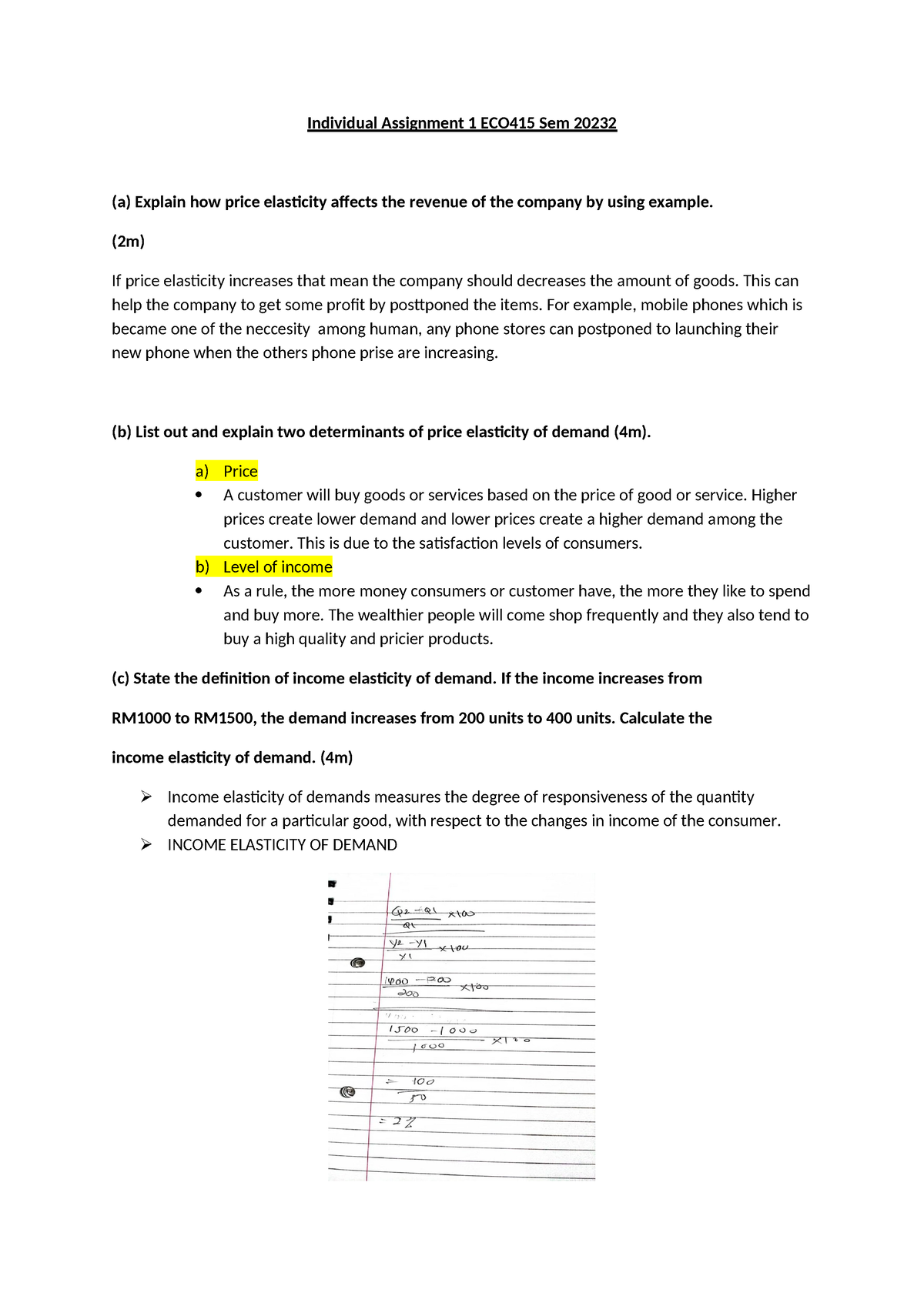 eco415 individual assignment 1