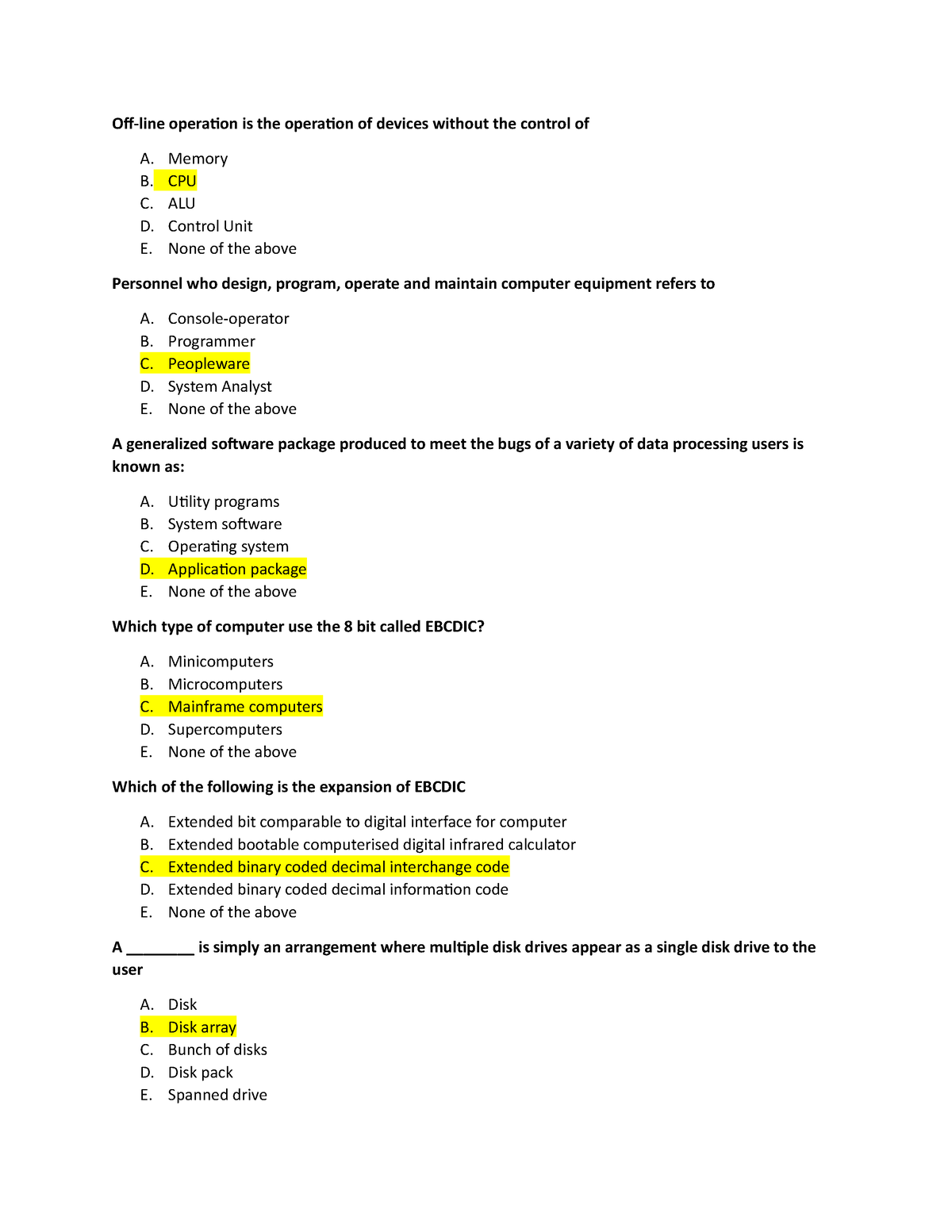 On Tap - Csi104 - Off-line Operation Is The Operation Of Devices ...