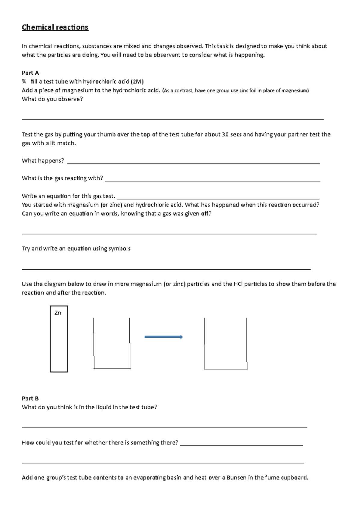 Identify Five Common Chemical Reactions In A Report