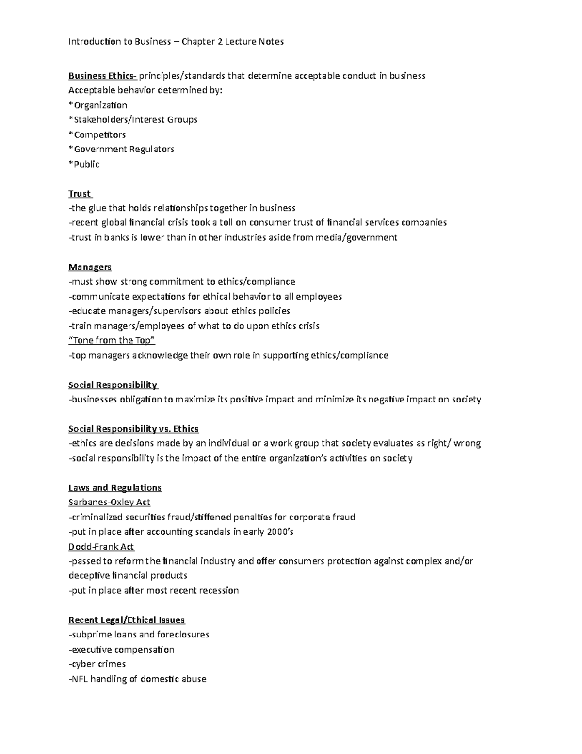 Business Ethics And Social Responsibility Lecture Notes P1