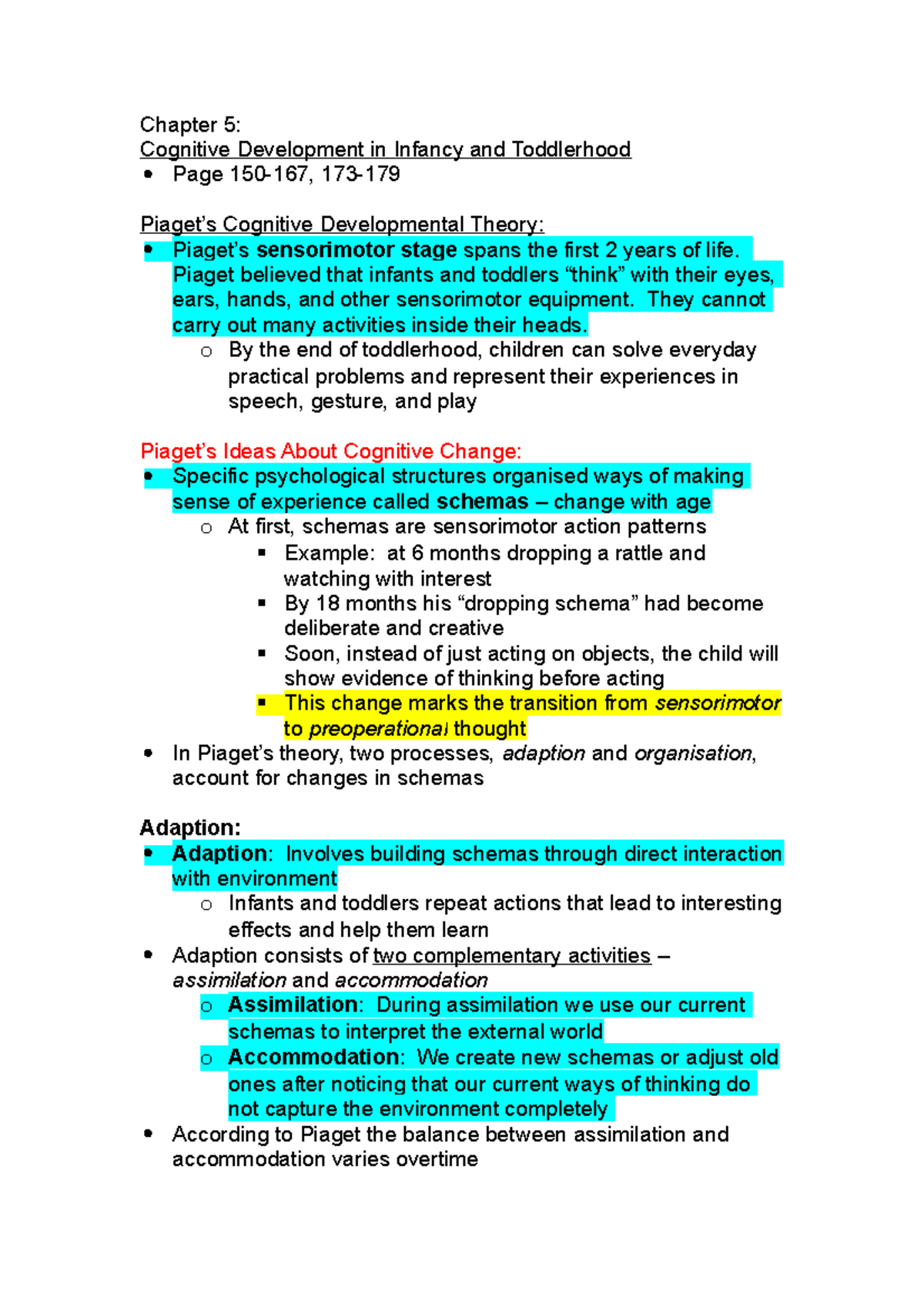 Chapter 5 cognitive development in infancy and clearance toddlerhood