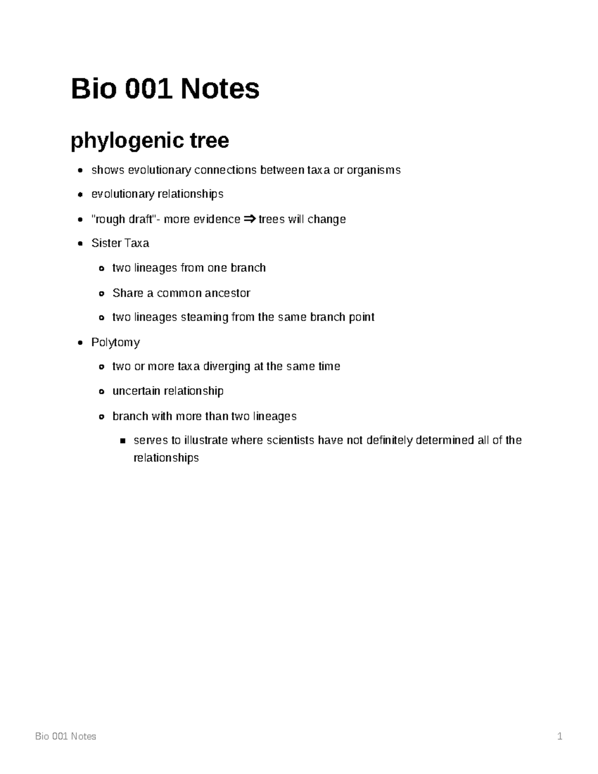 Bio 001 Notes Ucmerced - Bio 001 Notes phylogenic tree shows ...