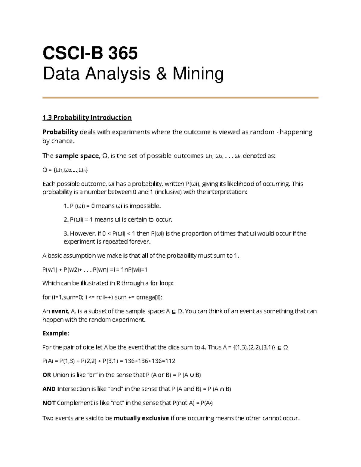 1.3 Probability Introduction - CSCI-B 365 Data Analysis & Mining 1 ...