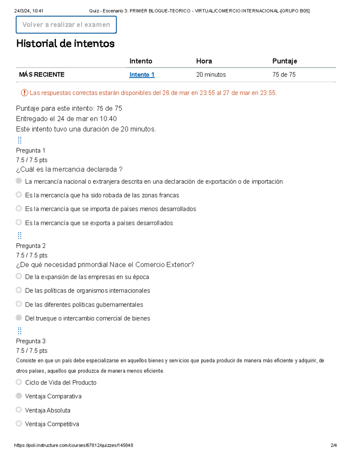 QUIZ 3 Comercio Internacional - 24/3/24, 10:41 Quiz - Escenario 3 ...