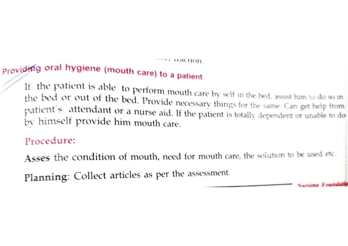 Mouth care to a patient - Important topics of fon practical - Nursing ...