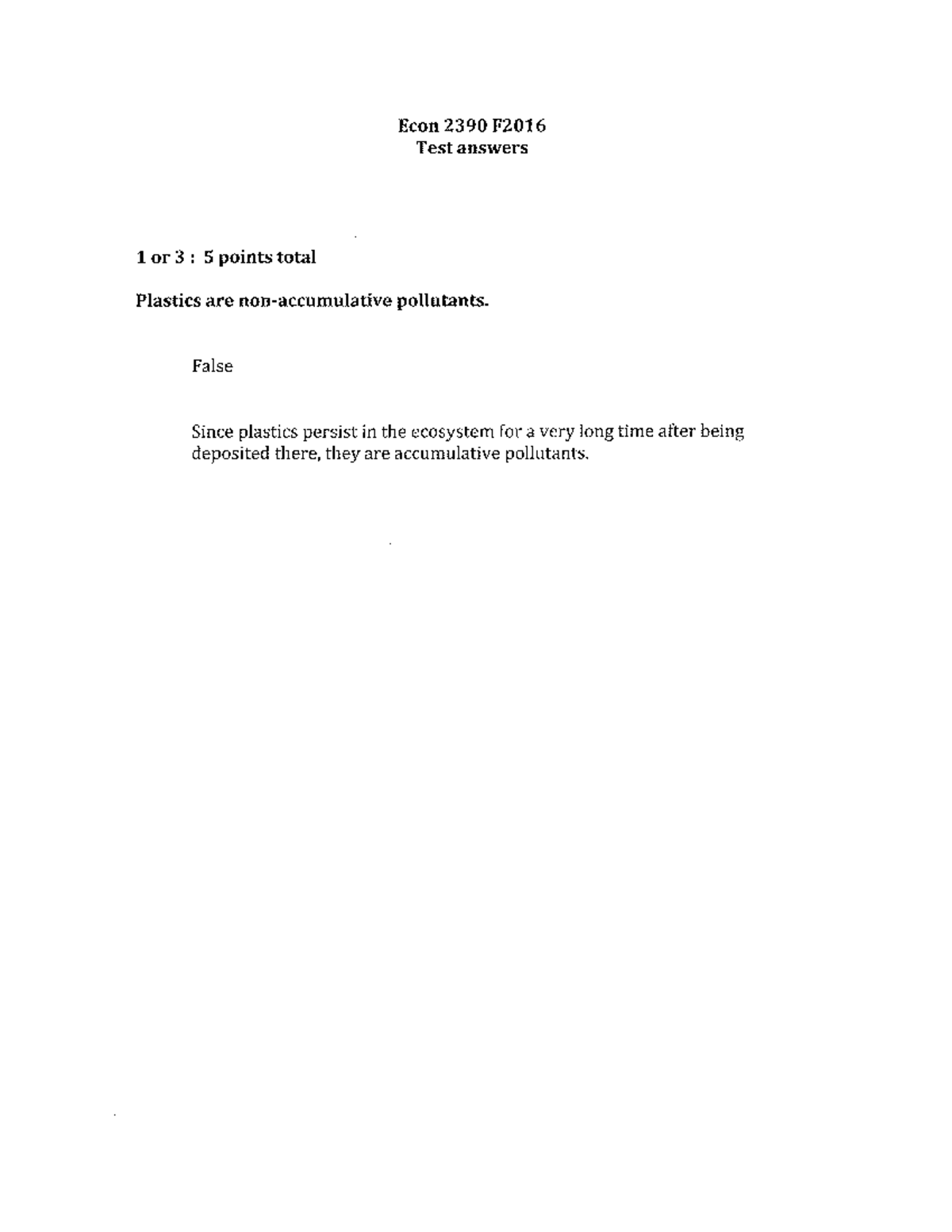 Sample/practice exam November 2018, questions and answers - Econ 2390 ...