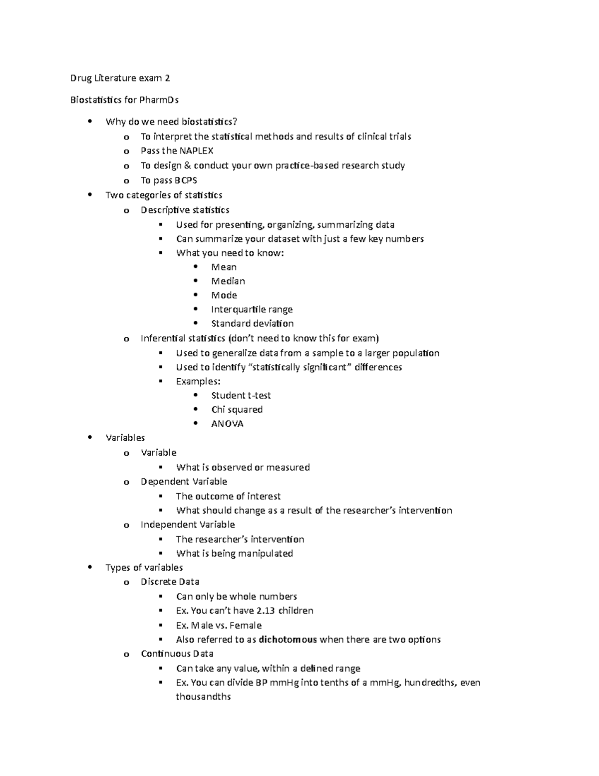 Drug Lit Exam 2 S - Lecture Notes Exam 2 Material - Drug Literature ...