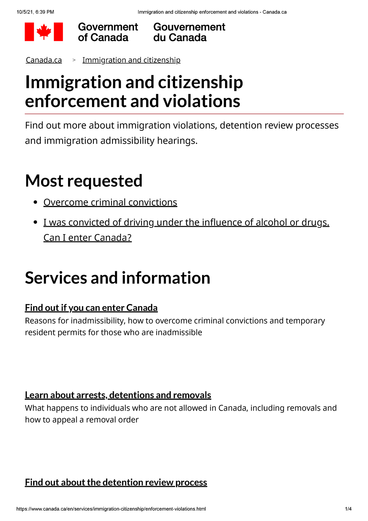 Immigration and citizenship enforcement and violations - Canada ...