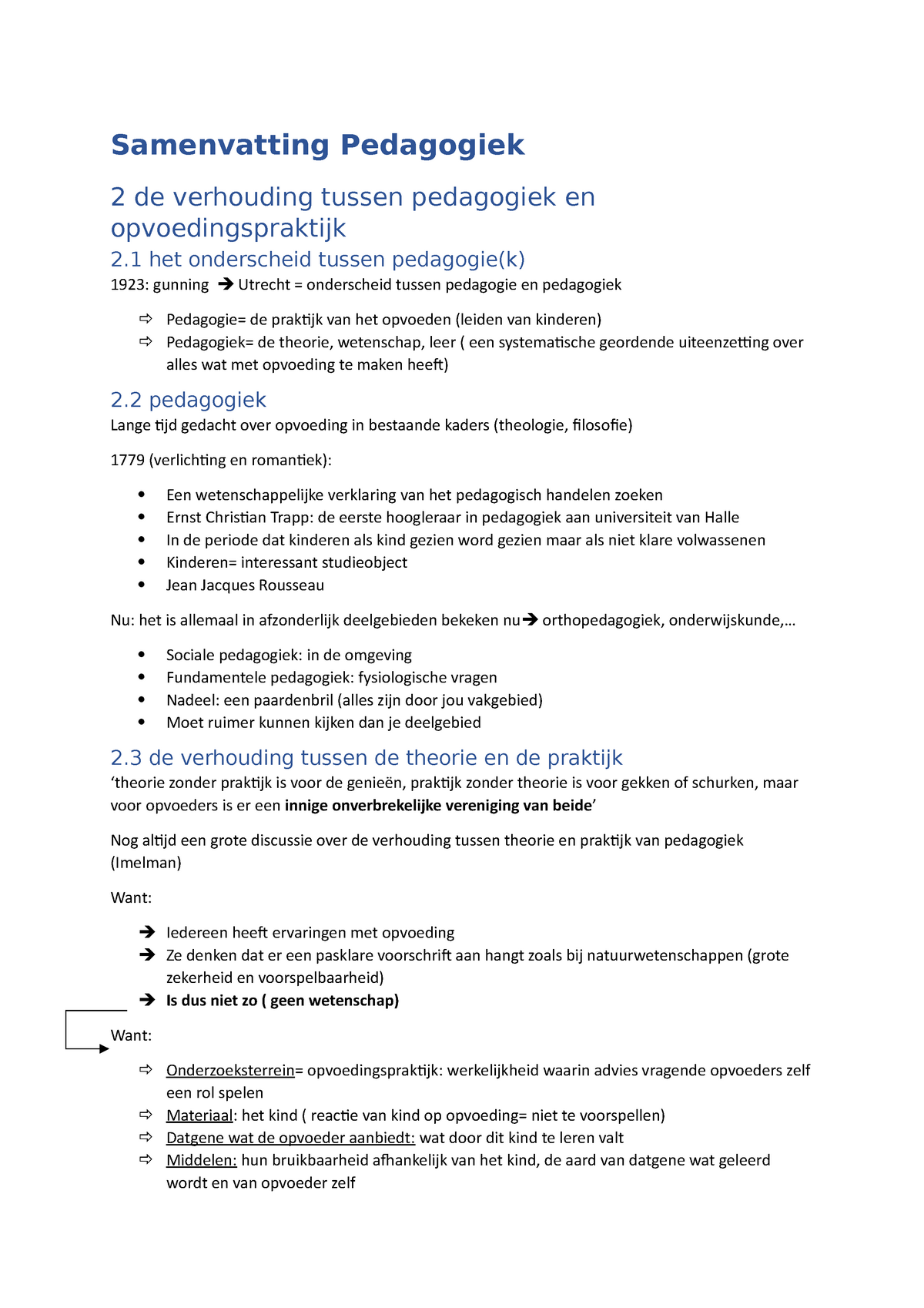 Samenvatting Pedagogiek - .. Sociale Pedagogiek: In De Omgeving ...