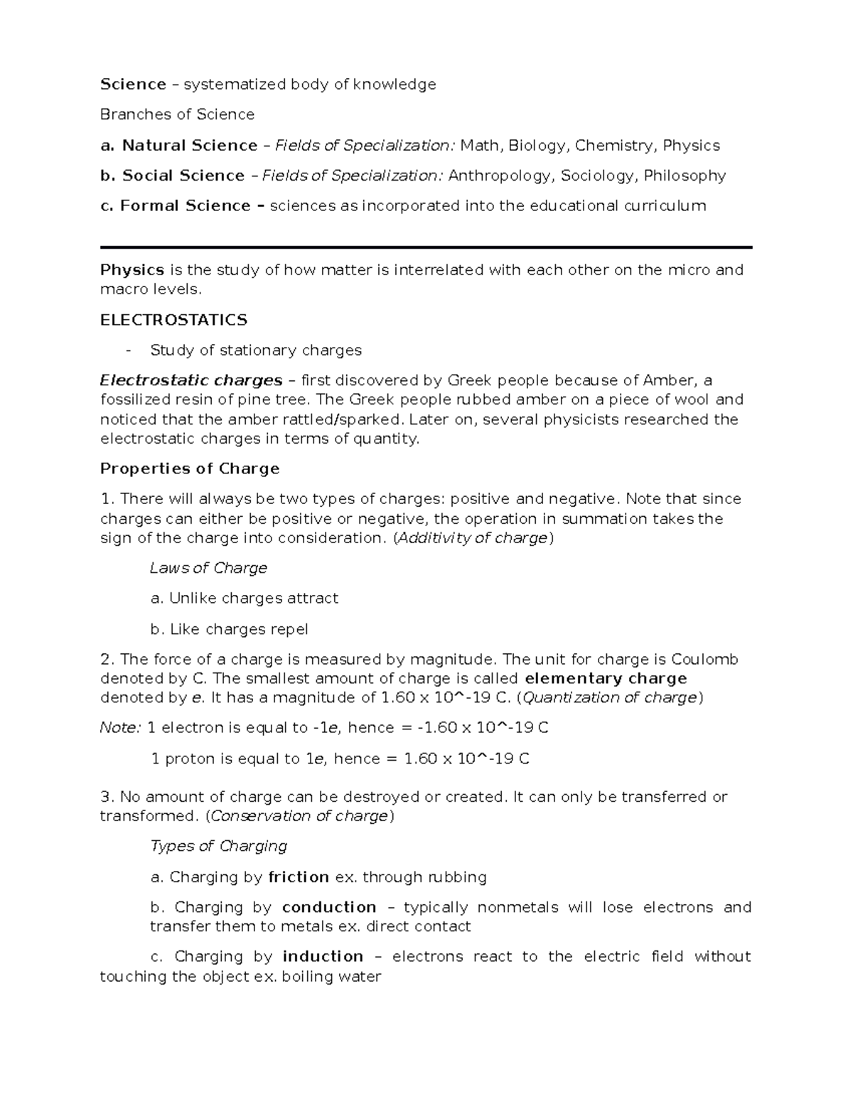 Physics Notes - Science – systematized body of knowledge Branches of ...