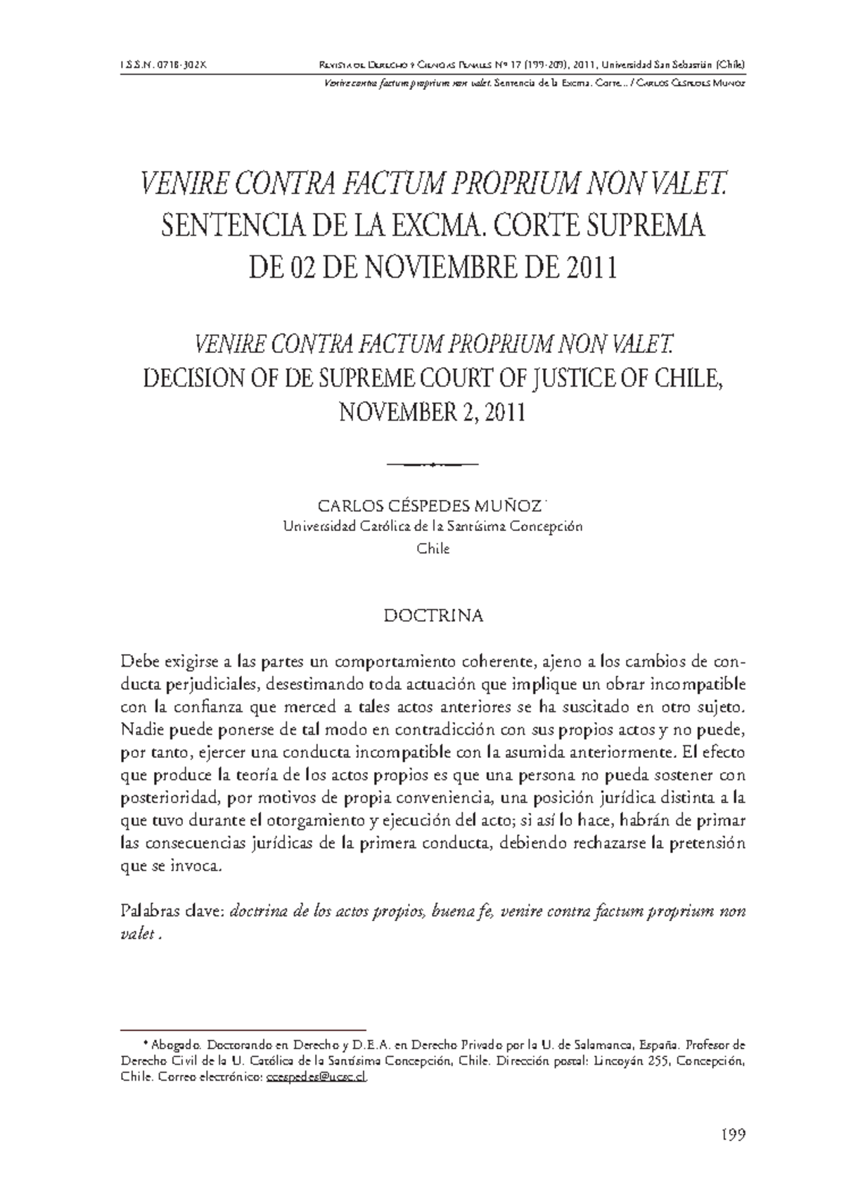 2.- Venire Contra Factum Proprium Non Valet (Cespedes) copia - VENIRE ...