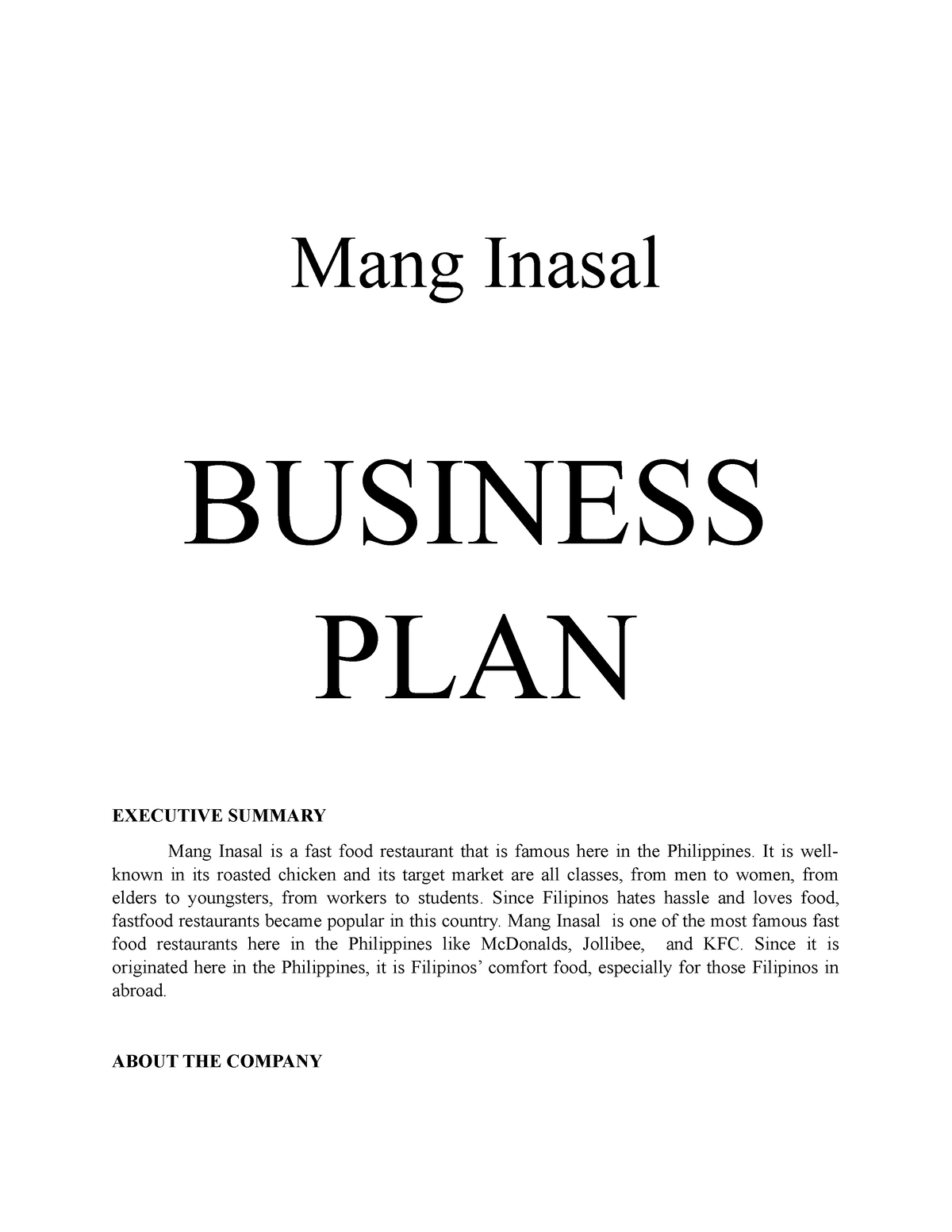 mang inasal franchise business plan