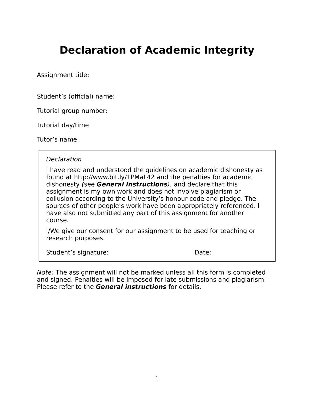 assignment on academic integrity