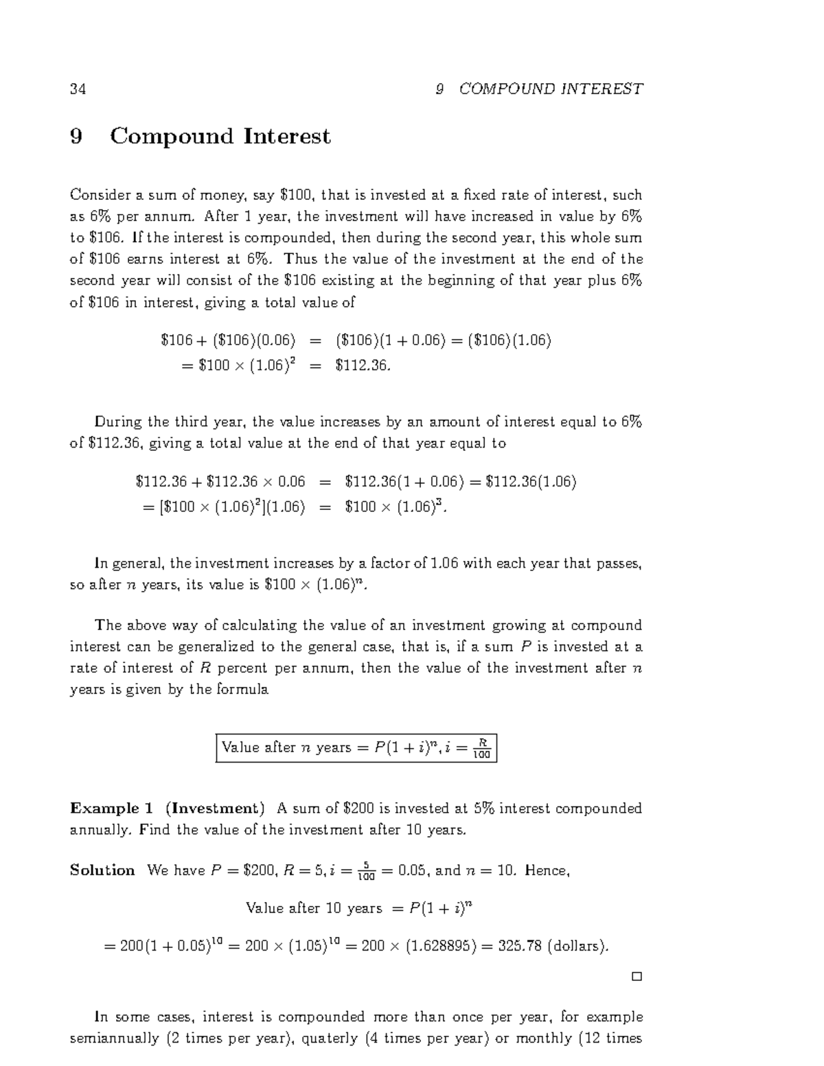 MATH120 Lecture Notes 9 - Compound interest - 34 9 9 COMPOUND INTEREST ...