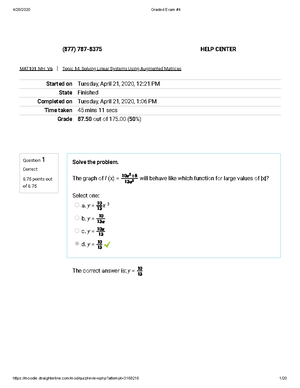 Exam 1 148 - straighterline math - MAT101_MH_V Topic 2: Basic Algebraic ...