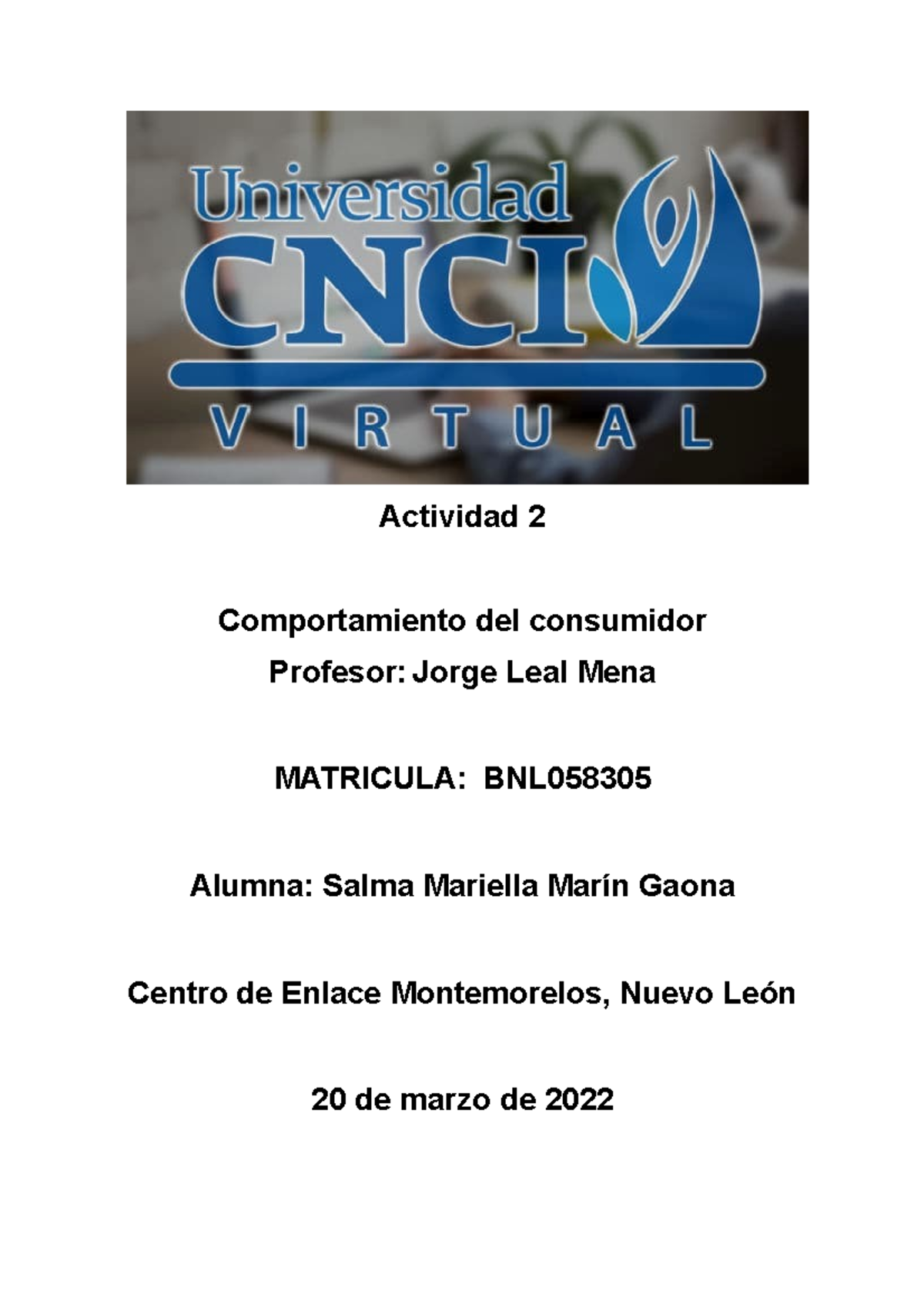 Comportamiento Del Consumidor 2 - Actividad 2 Comportamiento Del ...