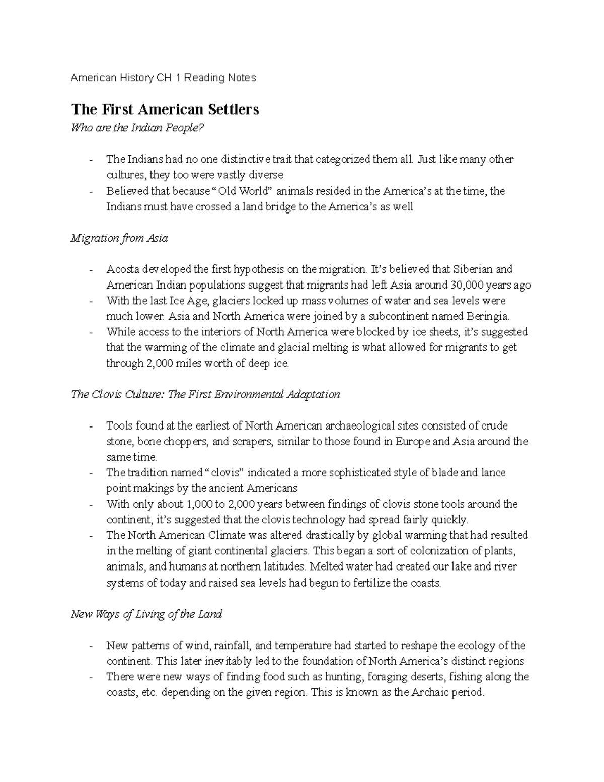 American History Ch 1 American History CH 1 Reading Notes The First american-history-ch-1-american-history-ch-1-reading-notes-the-first