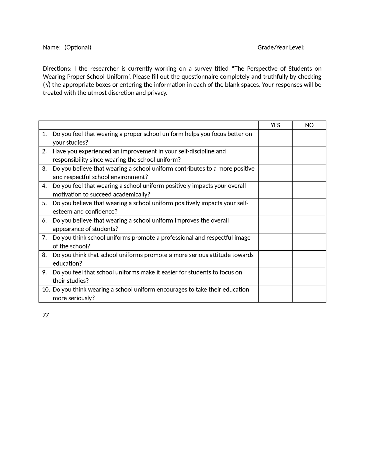 EAPP- Eliza- Questionnaire - Name: (Optional) Grade/Year Level ...