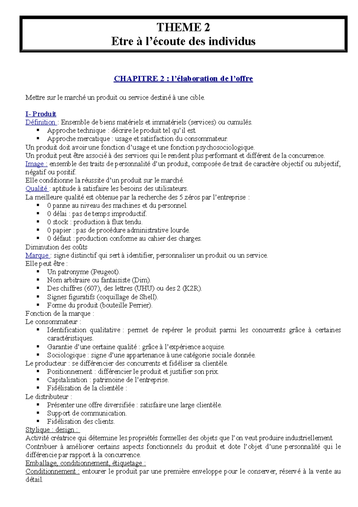 Chapitre II l'élaboration de l'offre - THEME 2 Etre à l’écoute des ...