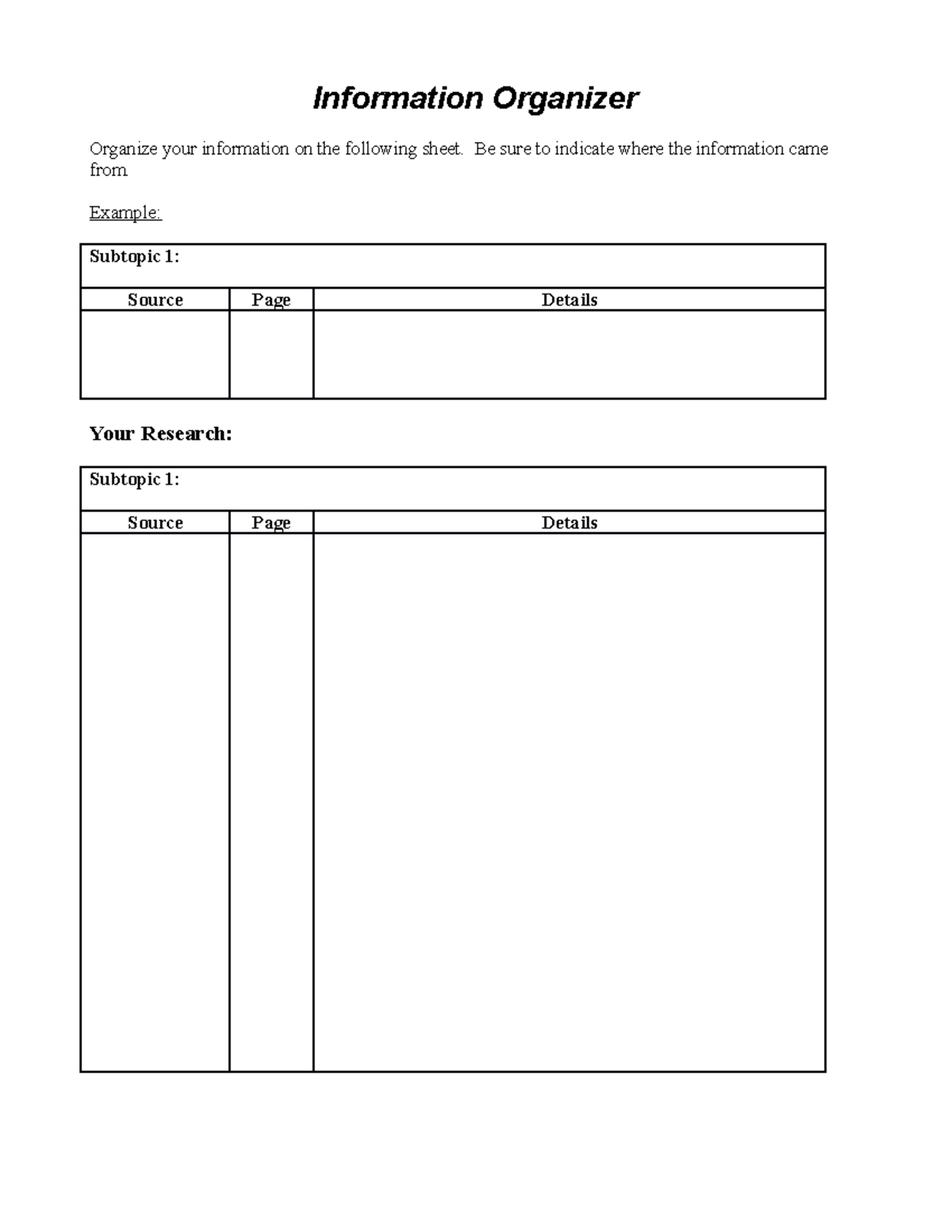 Information Organizer Information Organizer Organize your information