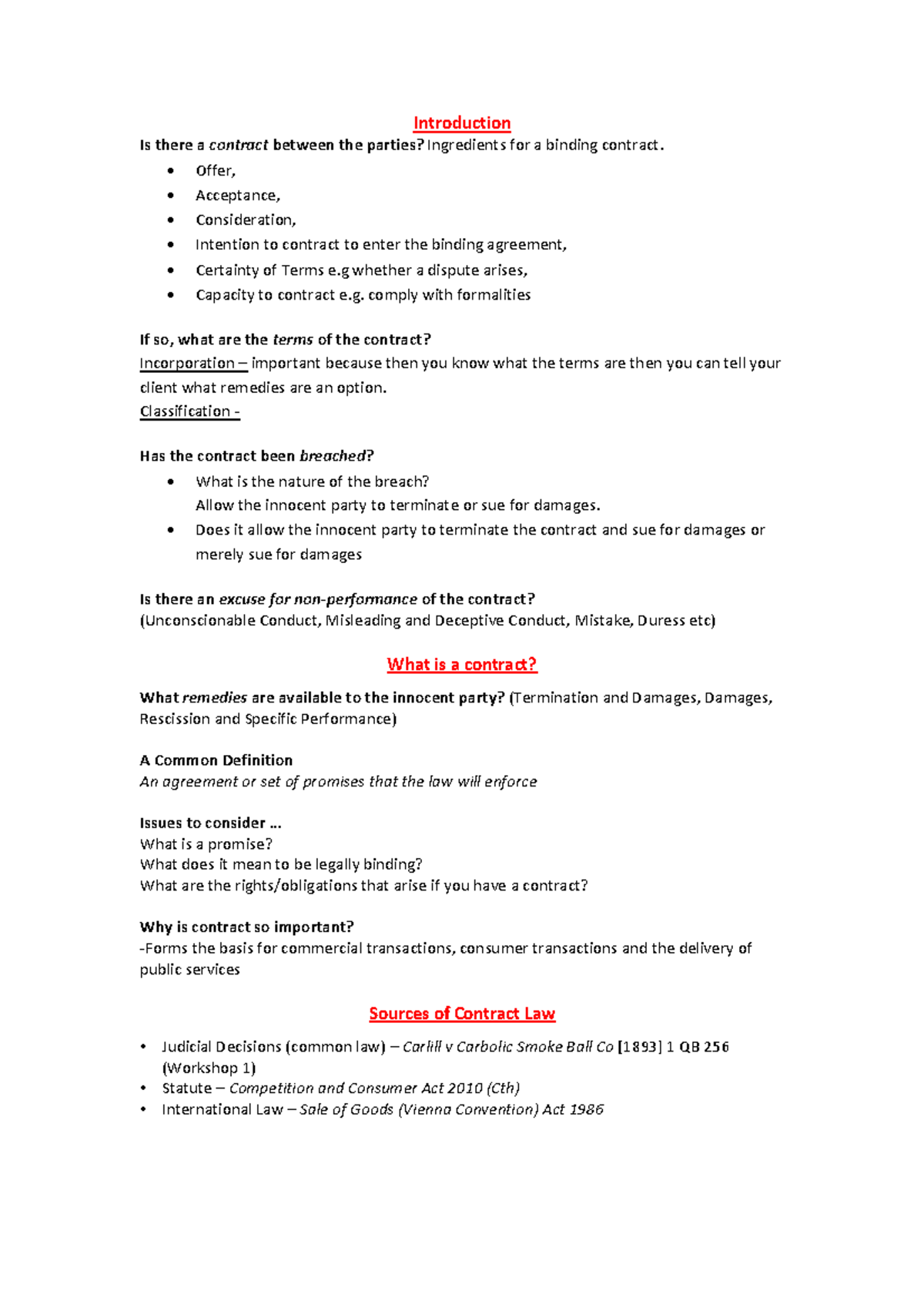 Contract 1 - Lecture Notes Week 1 - Introduction Is there a contract ...