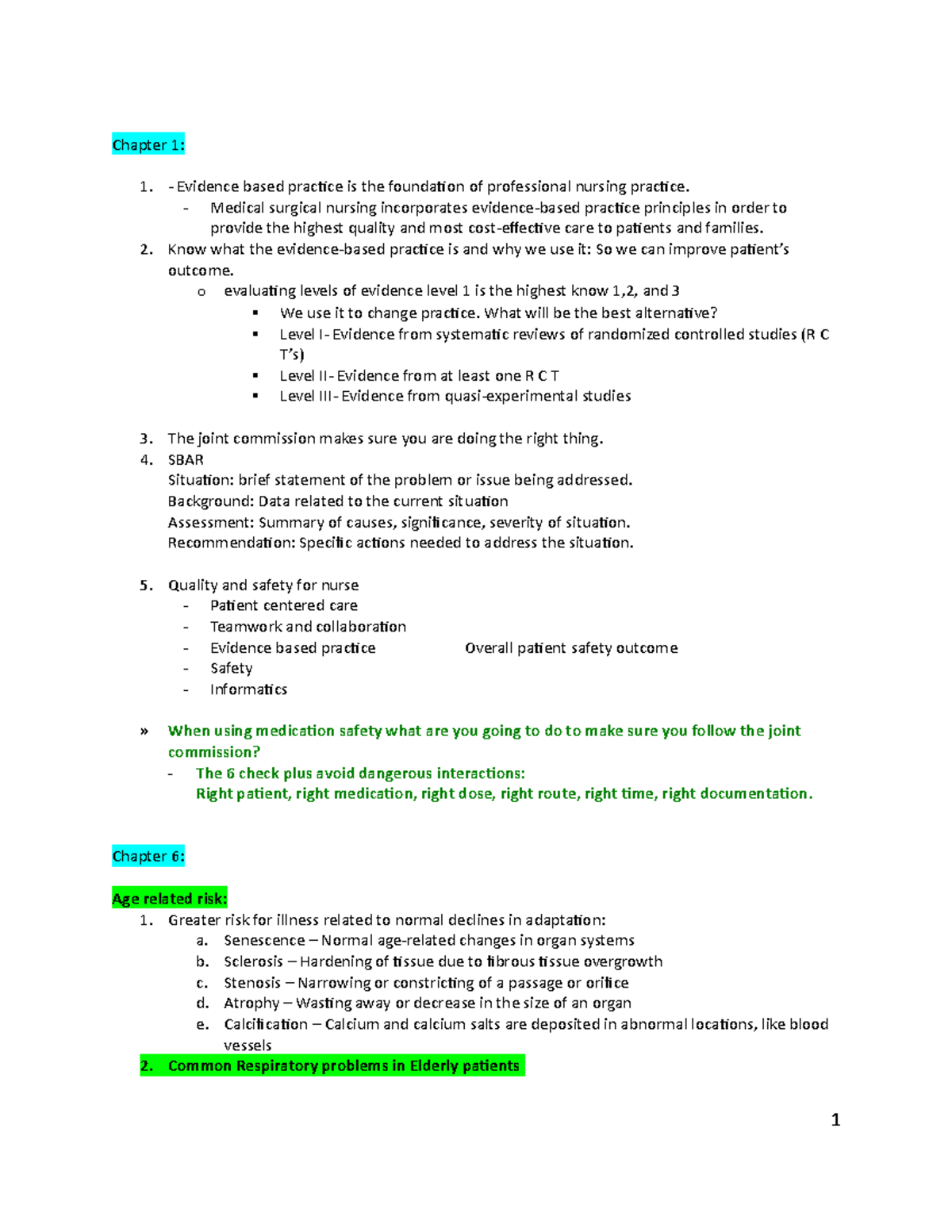 Med notes 1[2133] - Chapter 1: Evidence based practice is the ...