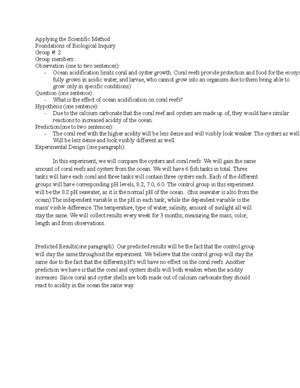 Lab assignment - Lab - Applying the Scientific Method Foundations of ...