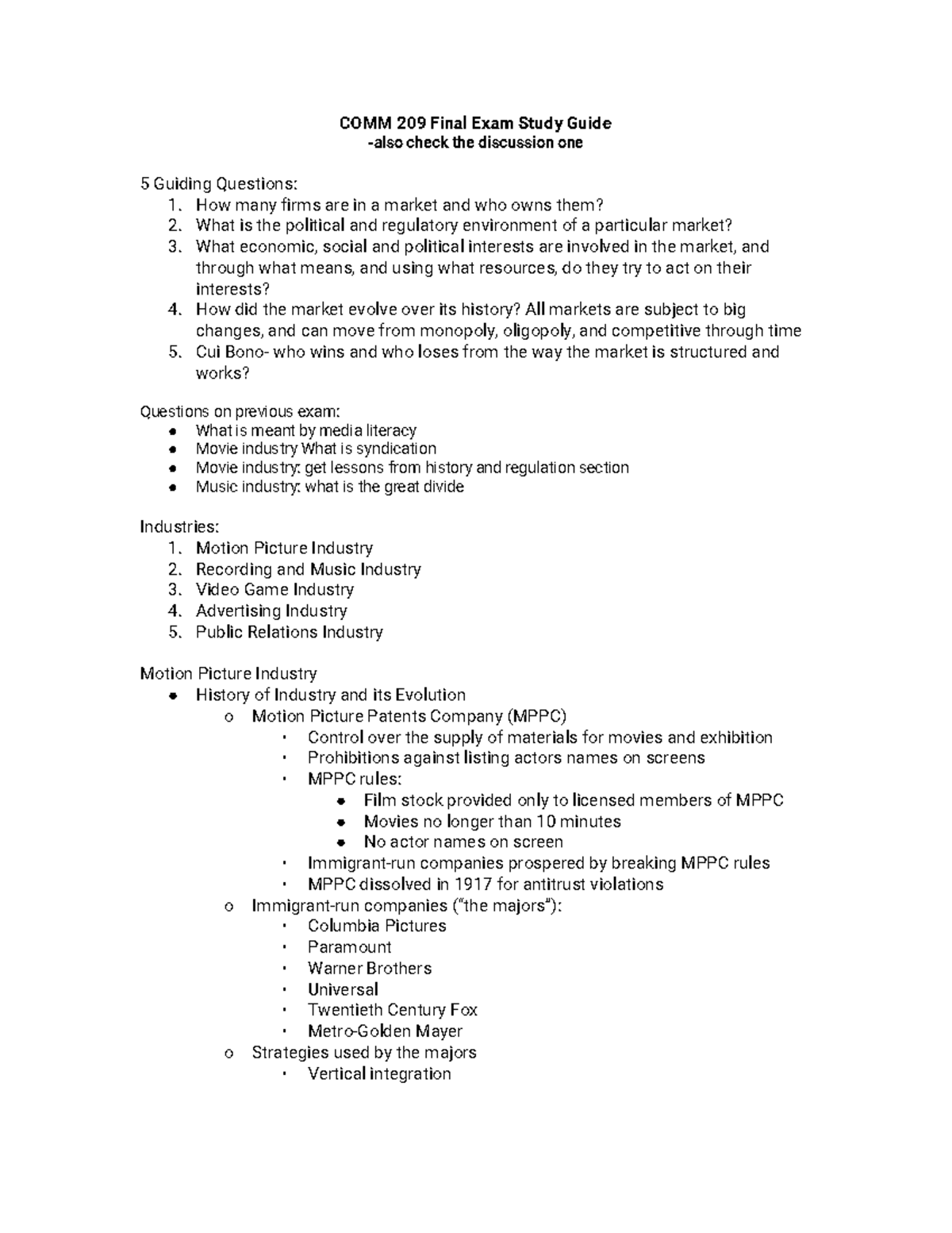 Comm 209 Final Study Guide - COMM 209 Final Exam Study Guide -also ...