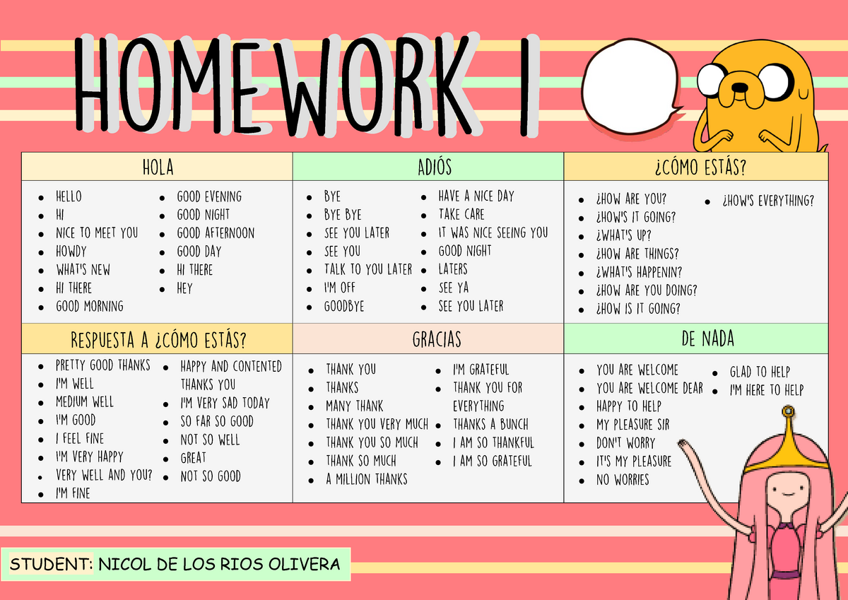 traduccion de homework en ingles