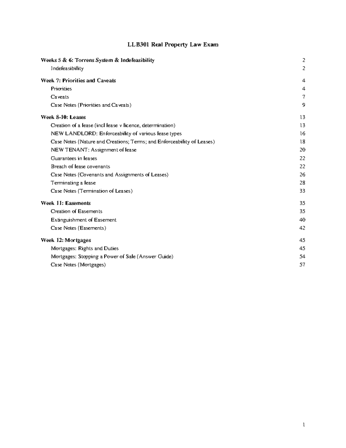 Llb301 real property law exam notes - LLB301 Real Property Law Exam ...