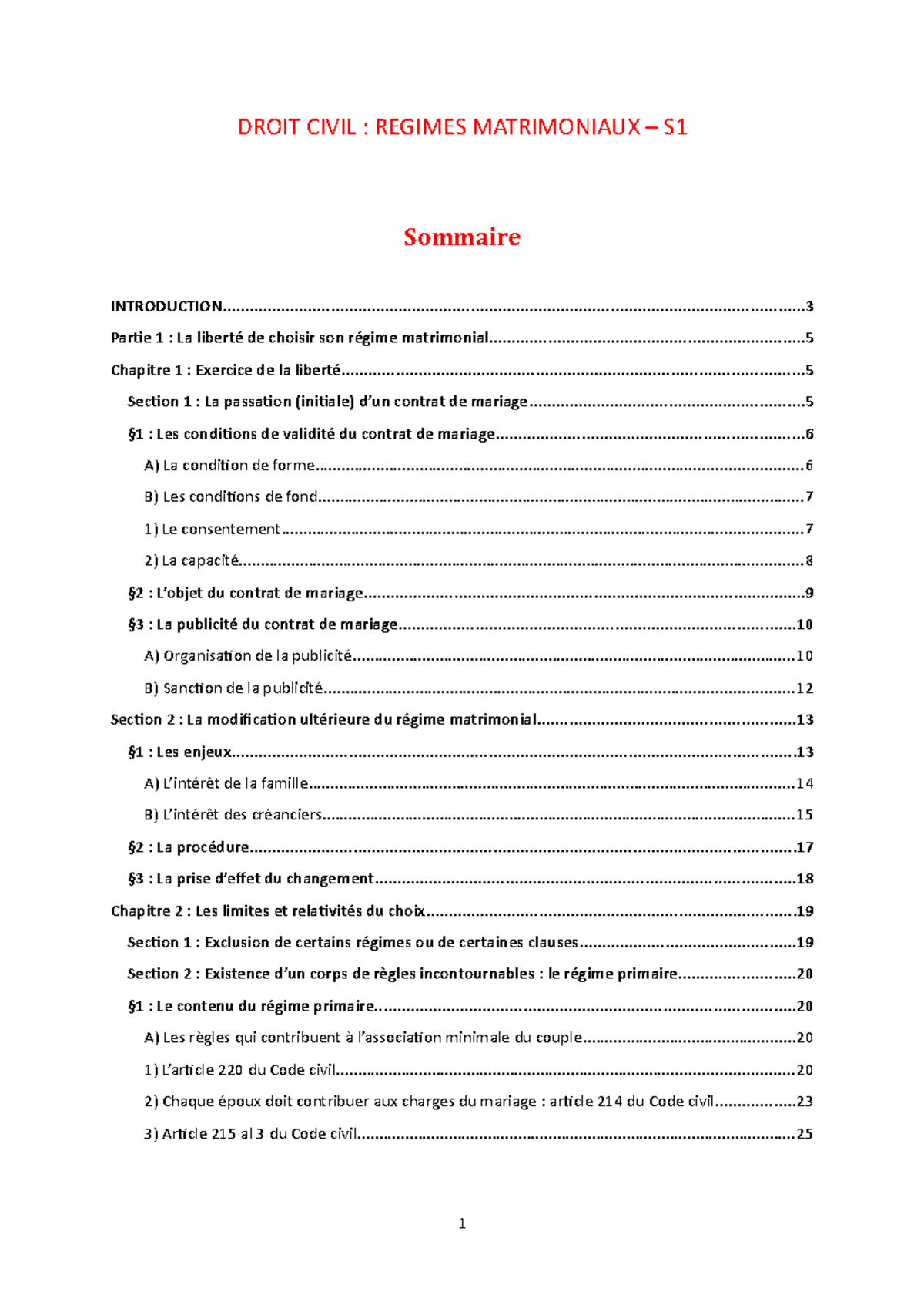 Droit Civil - Regimes Matrimoniaux - S1 - DROIT CIVIL : REGIMES ...