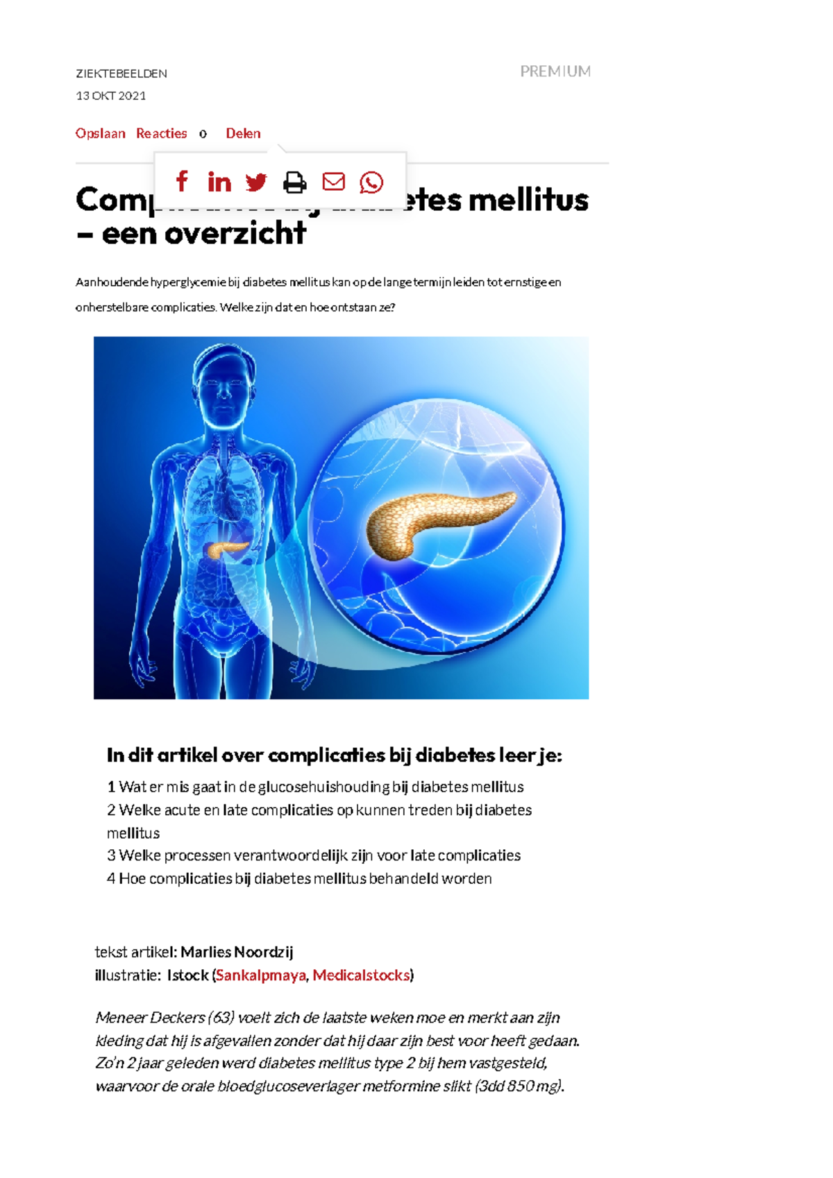 Complicaties bij diabetes mellitus een overzicht Nursing Vlaanderen