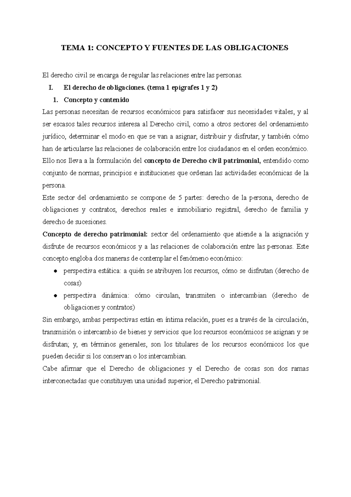 TEMA 1 Concepto Y Fuentes de las Obligaciones - TEMA 1: CONCEPTO Y ...