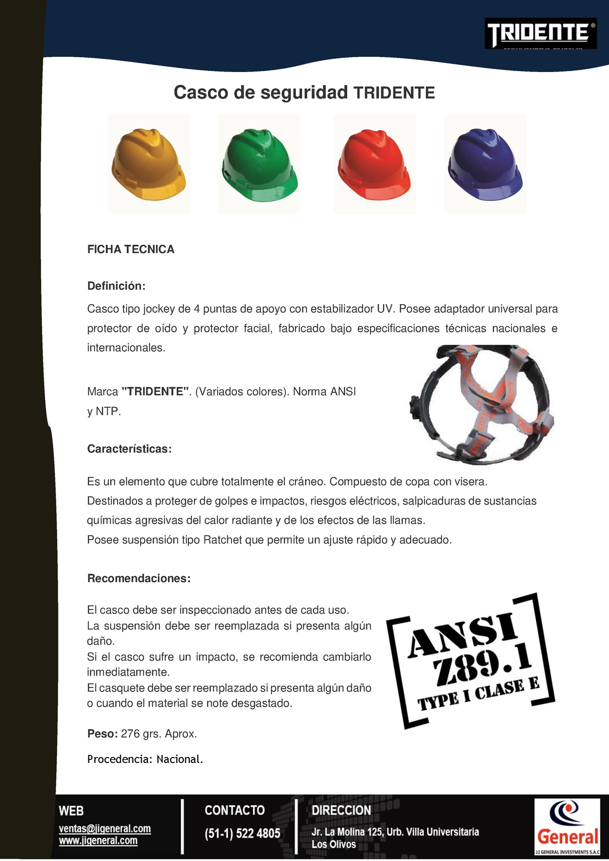 Ficha Tecnica Casco DE Seguridad - Casco De Seguridad TRIDENTE FICHA ...