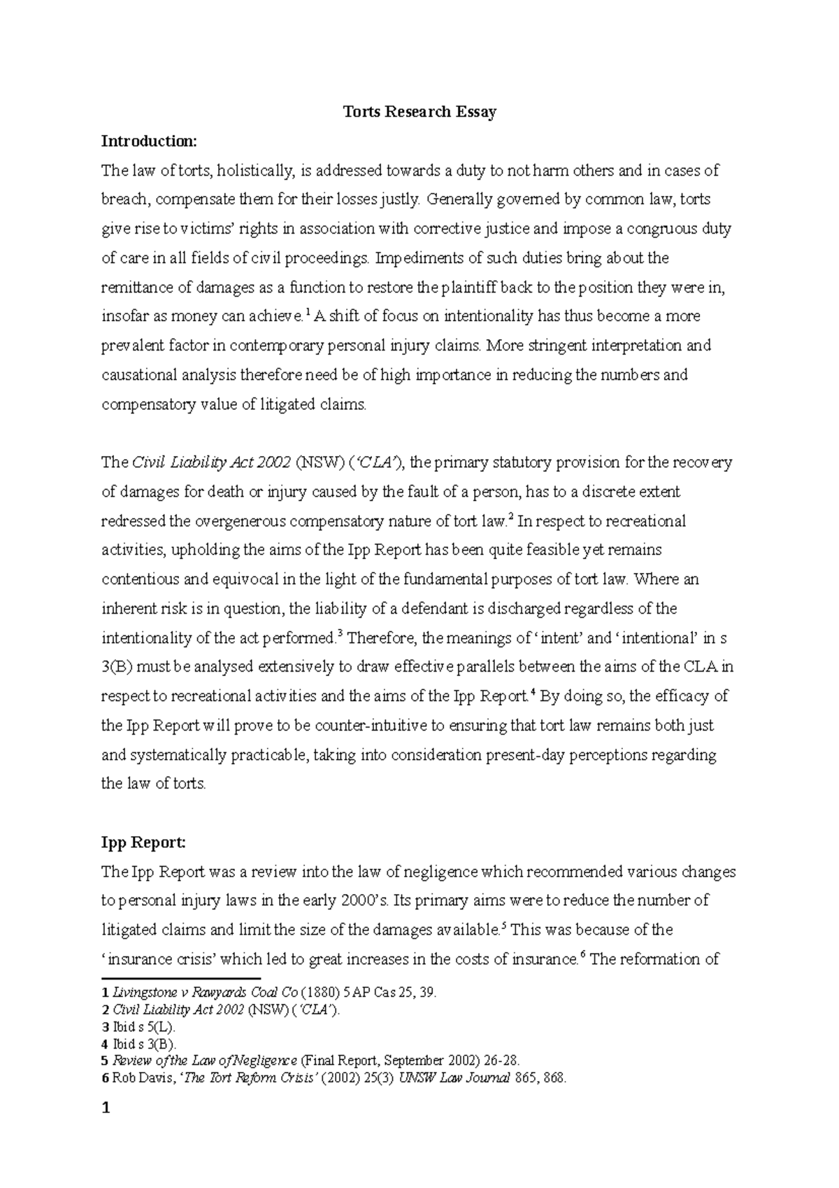 research paper topics for law of torts