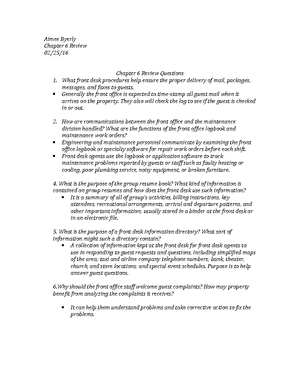 Review- Front Office - Review Questions Front Office What role does a ...