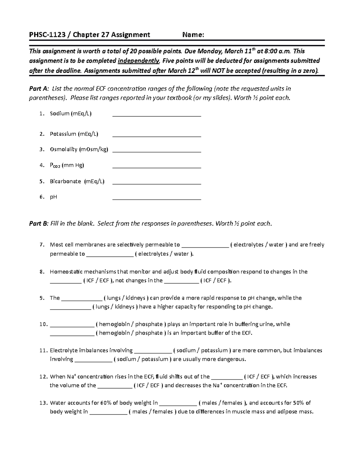 Chapter 27 Assignment (Spring 2019 ) - PHSC-1123 / Chapter 27 ...
