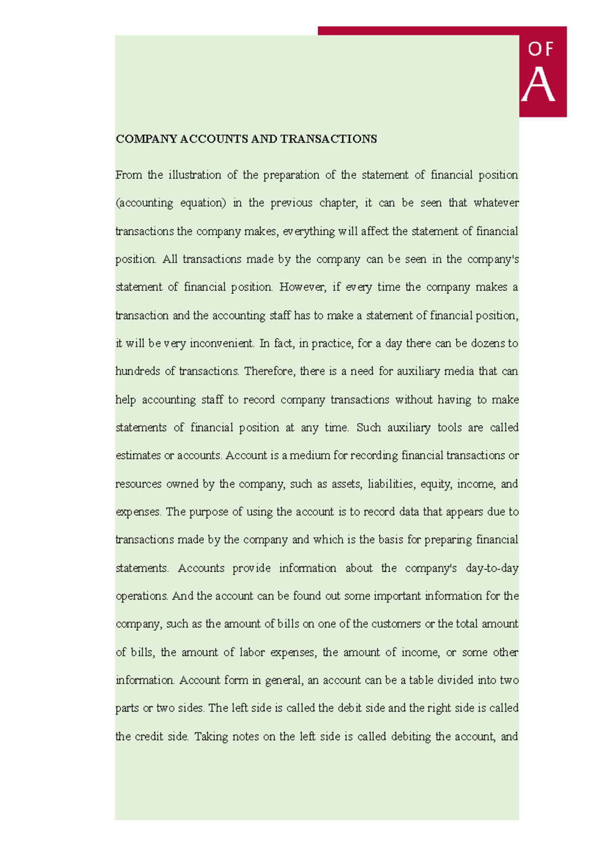 Documents Accounting - Company Accounts AND Transactions - COMPANY ...